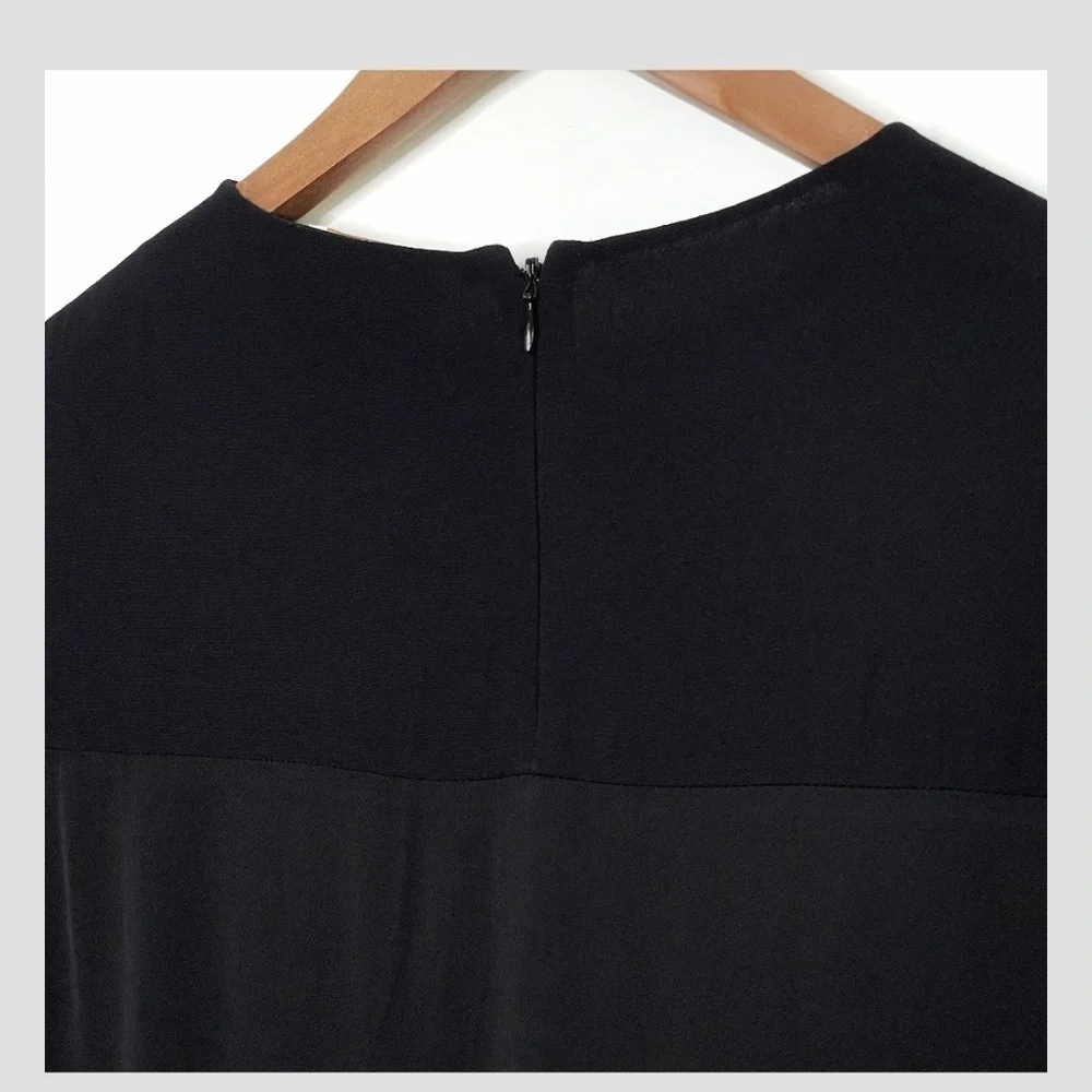 Kate Spade Blouse Long Sleeve Crepe Fabric Top Ruffle Hem Zip Back Black Sz XXS